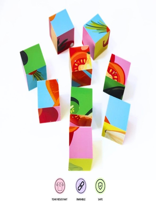NerdNerdy Vegetable Cube Solver/Set of 9 Wooden Vegetable Cubes (2'' by 2'') Enhance Processing Speed, Cognitive Skills and Spatial Awareness in 3+yrs Kids. - Image 4
